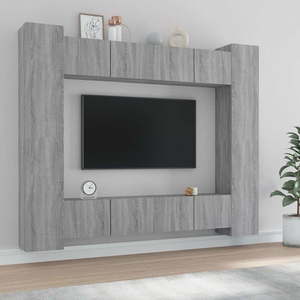 vidaXL 8-cz�ciowy zestaw szafek telewizyjnych, szary d�b sonoma