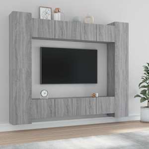 Komplet TV omaric 8-delni siv sonoma konstruiran les