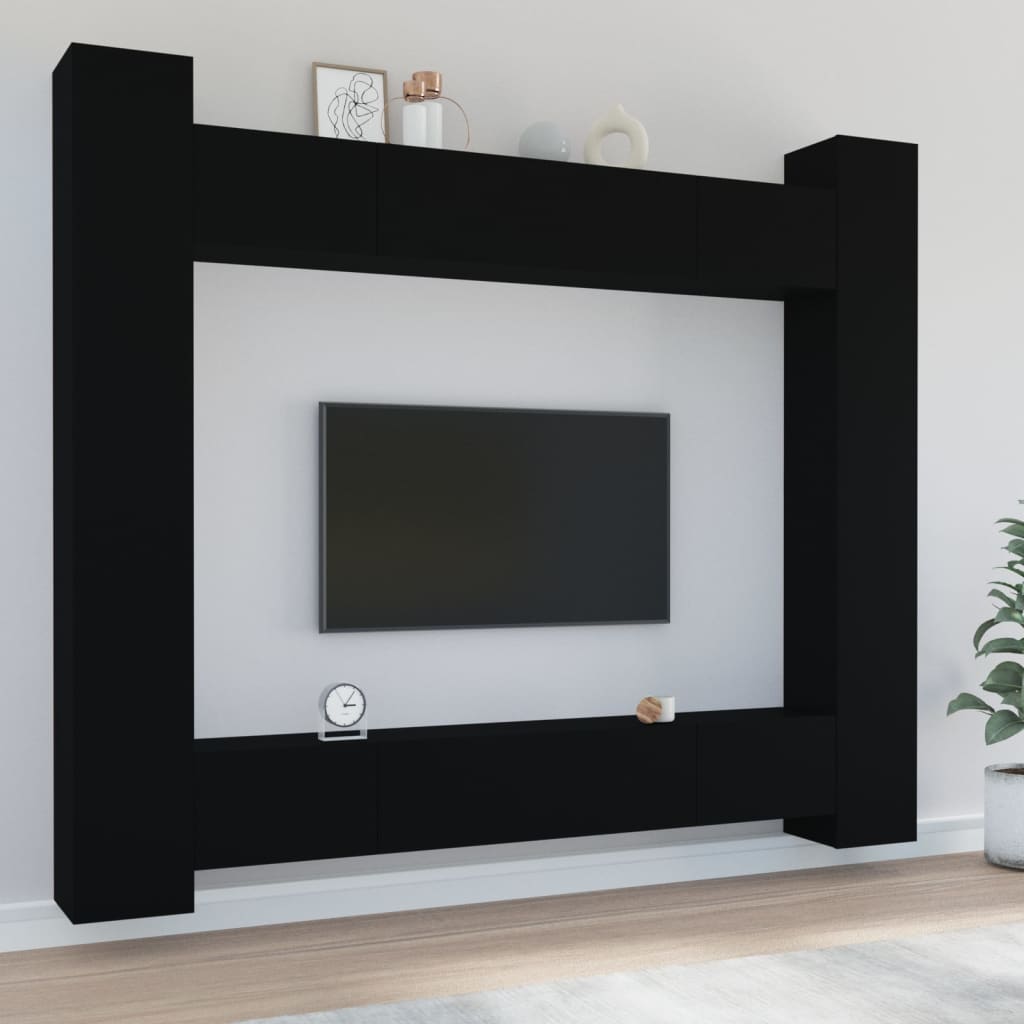 Camerina Set Mobili Porta TV 8pz Bianco Lucido in Legno Multistrato,Set  Mobili Porta TV,Parete Attrezzata Soggiorno,Set Mobili TV Soggiorno