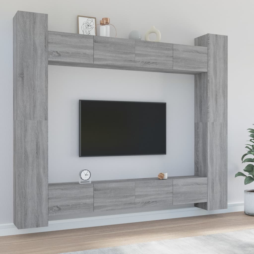 8dílný set TV skříněk šedý sonoma kompozitní dřevo