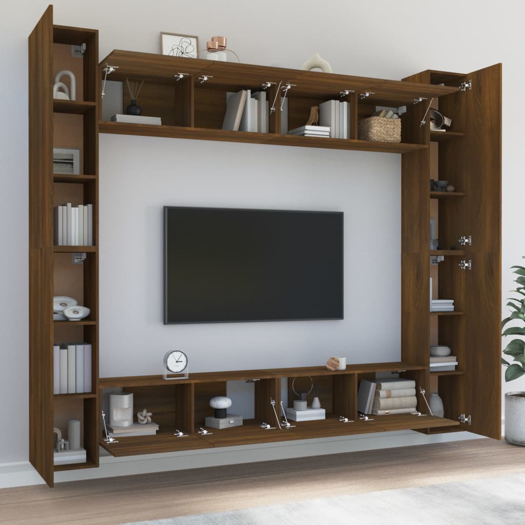 vidaXL 8 Piece TV Cabinet Set Brown Oak Engineered Wood