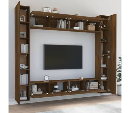 vidaXL 8 Piece TV Cabinet Set Brown Oak Engineered Wood