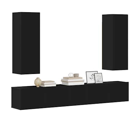 vidaXL Ensemble de meubles TV 5 pcs Noir Bois d'ing&eacute;nierie