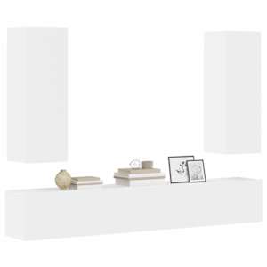 vidaXL TV spintelių komplektas, 5 dalių, baltas, mediena, blizgus