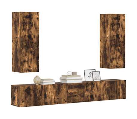 vidaXL TV spintelių komplektas, 5 dalių, dūminio ąžuolo, mediena