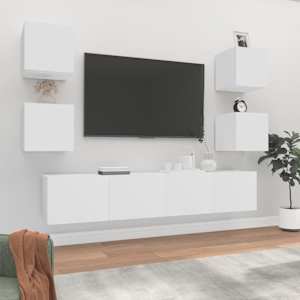 6dílný set TV skříněk bílý kompozitní dřevo - obrázek 1