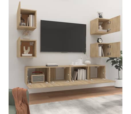 vidaXL 6 hluta Sj&oacute;nvarpssk&aacute;pasett Sonoma Eik Samsettur Vi&eth;ur