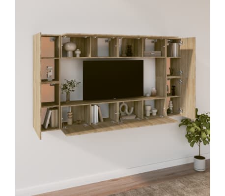 vidaXL Set dulap TV, 8 piese, stejar sonoma, lemn prelucrat