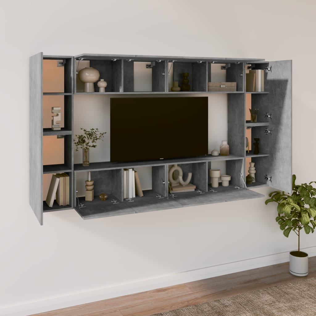 vidaXL 8-delige Tv-meubelset bewerkt hout betongrijs