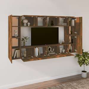 vidaXL TV Cabinet Set Set of 8 Smoked oak Engineered wood Medium