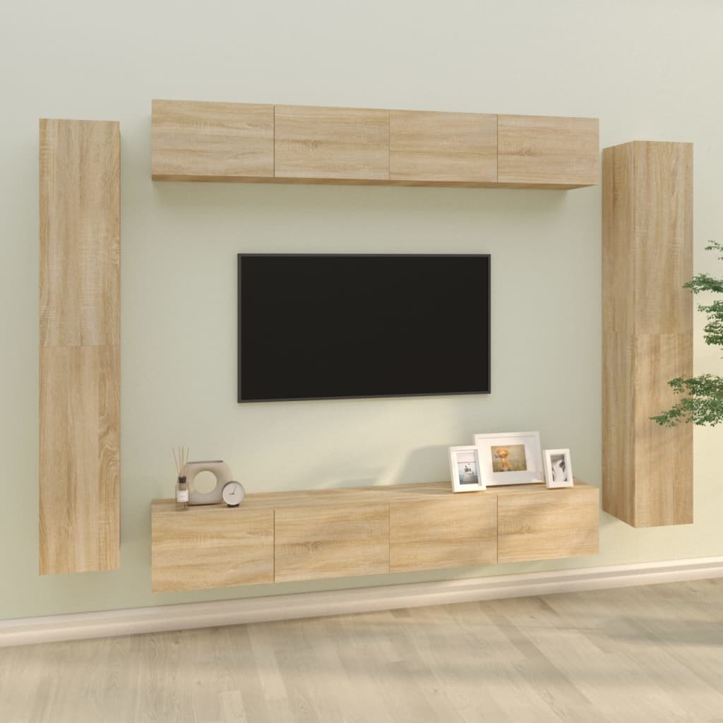 vidaXL Ensemble de meubles TV 8 pcs Chêne sonoma Bois d'ingénierie