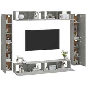 vidaXL 8 Piece TV Cabinet Set Concrete Grey Engineered Wood