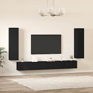 vidaXLطقم خزانة تلفاز 7ق خشب صناعي أسود