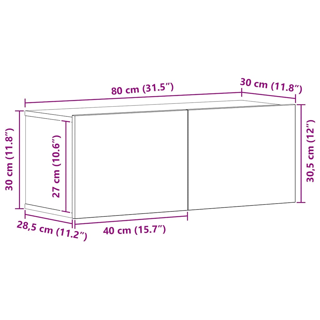 Komplet TV omaric 7-delni betonsko siv inženirski les - slika 14