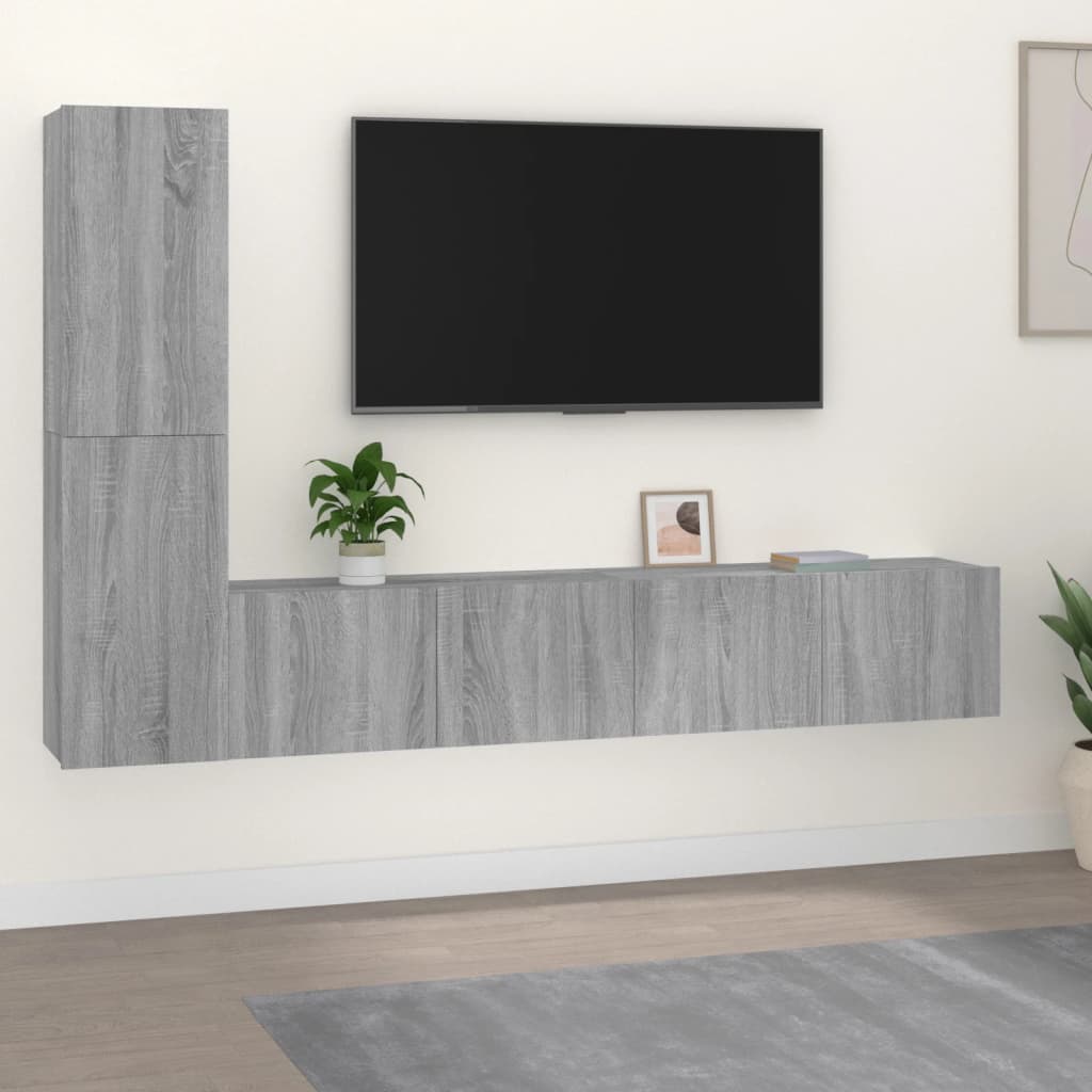 4dílný set TV skříněk šedý sonoma kompozitní dřevo