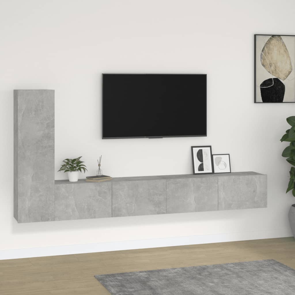 vidaXL Conjunto móveis de TV 3 pcs madeira processada cinzento cimento