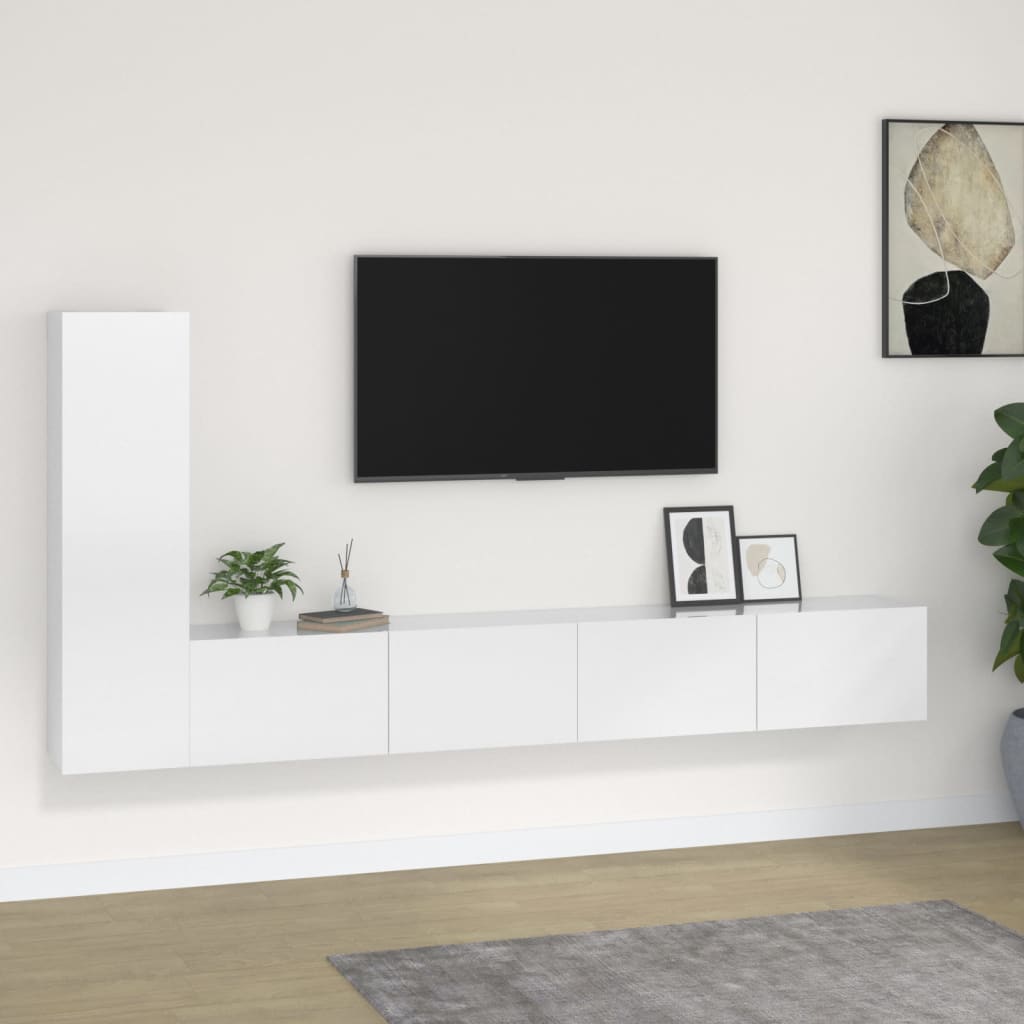 Ensemble de meubles TV 3 pcs Blanc brillant Bois d'ingénierie