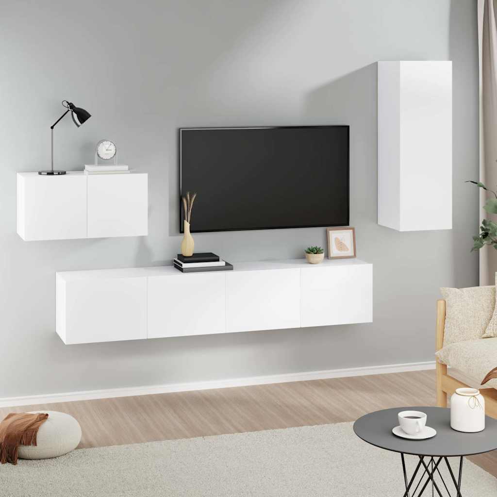 vidaXL Zestaw 4 szafek telewizyjnych, bia�y