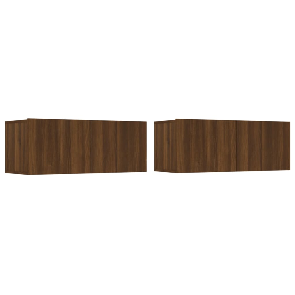 4 részes barna tölgy színű szerelt fa TV-szekrényszett