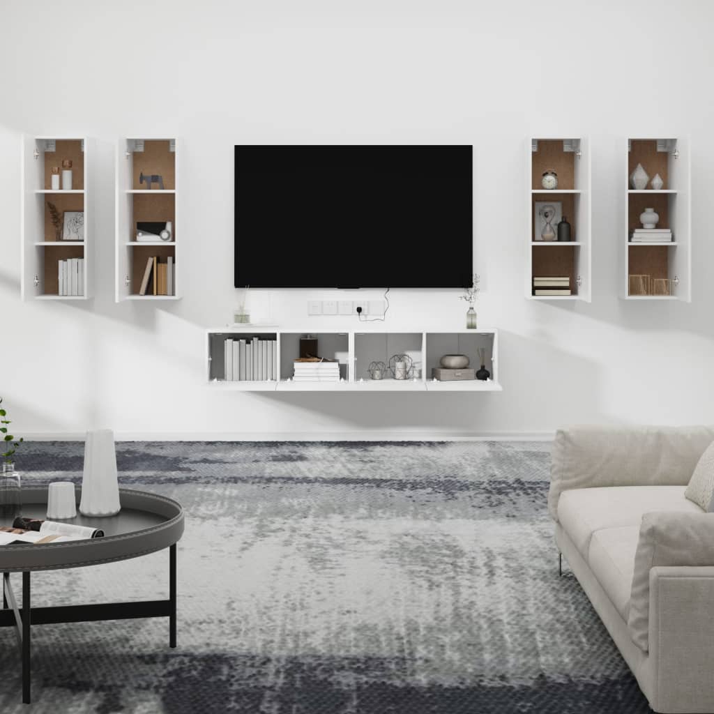 vidaXL 6-delige Tv-meubelset bewerkt hout wit afbeelding