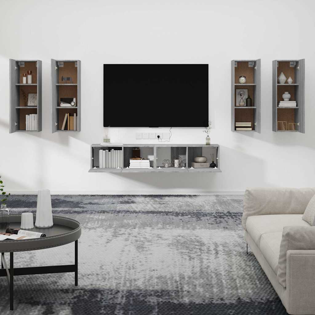 vidaXL 6-delige Tv-meubelset bewerkt hout grijs sonoma eikenkleurig, foto 4