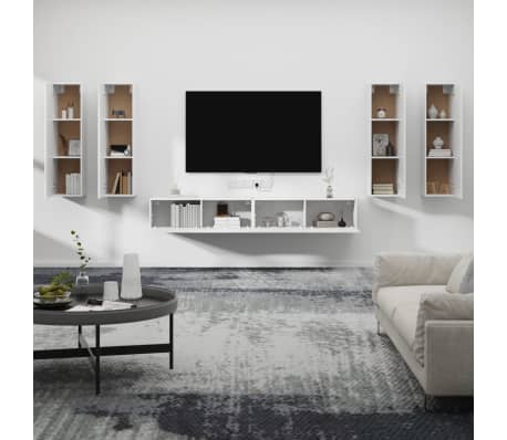 vidaXL 6 Piece TV Stand Set White Engineered Wood