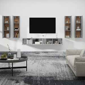 vidaXL 6-dielna s&uacute;prava TV skriniek siv&yacute; dub sonoma spracovan&eacute; drevo