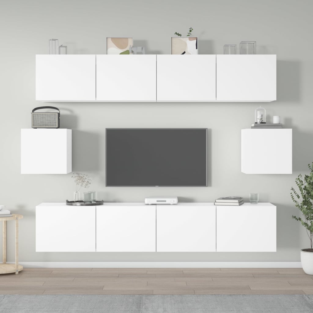 vidaXL 6-tlg. TV-Schrank-Set Weiß Holzwerkstoff