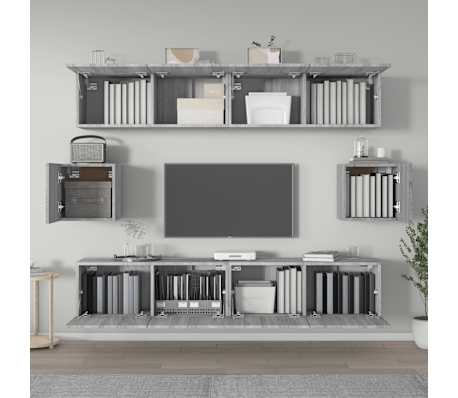 vidaXL 6-delige Tv-meubelset bewerkt hout grijs sonoma eikenkleurig