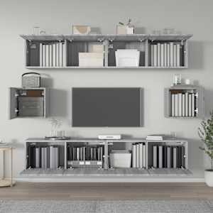 vidaXL 6-delige Tv-meubelset bewerkt hout grijs sonoma eikenkleurig