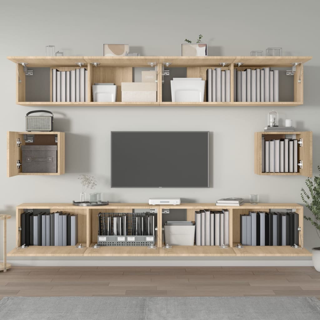 vidaXL 6-delige Tv-meubelset bewerkt hout sonoma eikenkleurig afbeelding