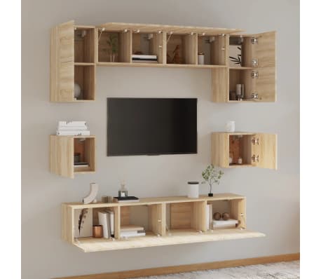 vidaXL Set dulap TV, 8 piese, stejar sonoma, lemn prelucrat