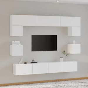 Komplet TV omaric 8-delni bel konstruiran les