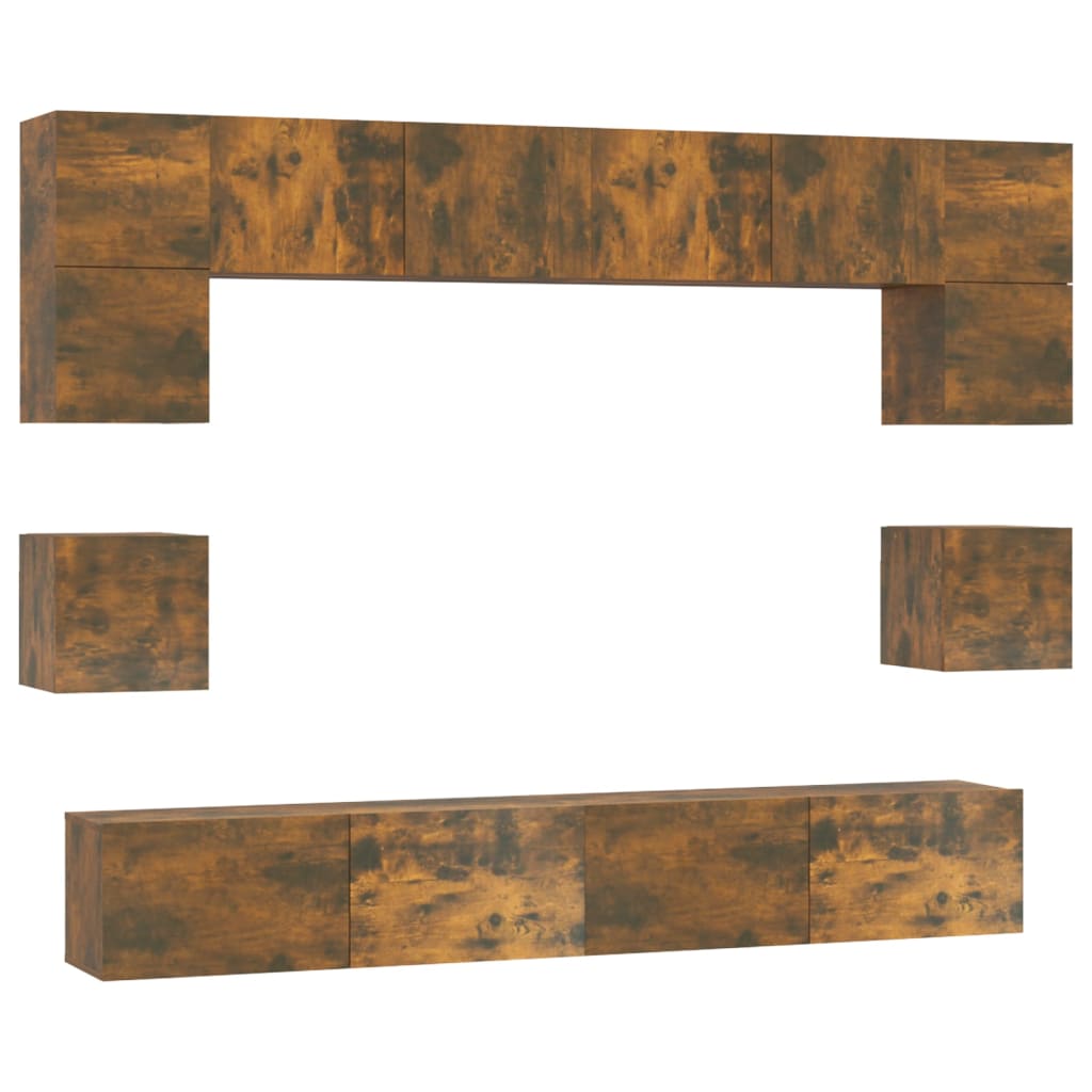 VidaXL 8dílný set TV skříněk kouřový dub kompozitní dřevo