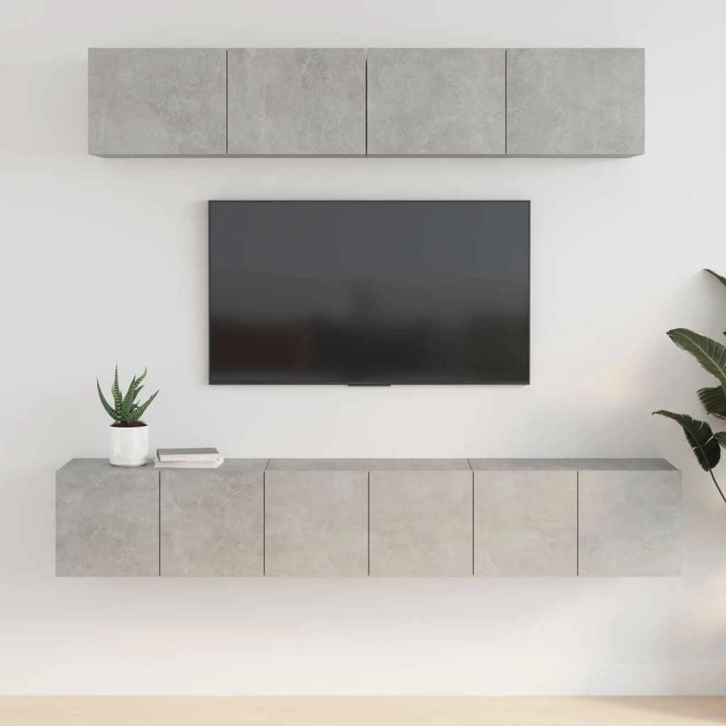 vidaXL 5-czciowy zestaw szafek telewizyjnych, szaro betonu