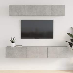 5dílný set TV skříněk betonově šedý kompozitní dřevo - obrázek 1