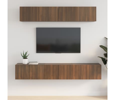 vidaXL TV spintelių komplektas, 5 dalių, rudas ąžuolo, mediena