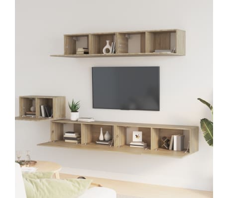 vidaXL TV Cabinet Set 5 Piece Sonoma Oak Engineered Wood Large