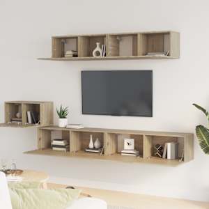 vidaXL TV Cabinet Set 5 Piece Sonoma Oak Engineered Wood Large