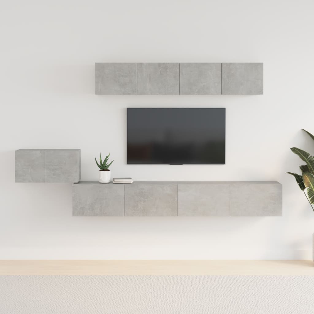 vidaXL 5-czciowy zestaw szafek telewizyjnych, szaro betonu