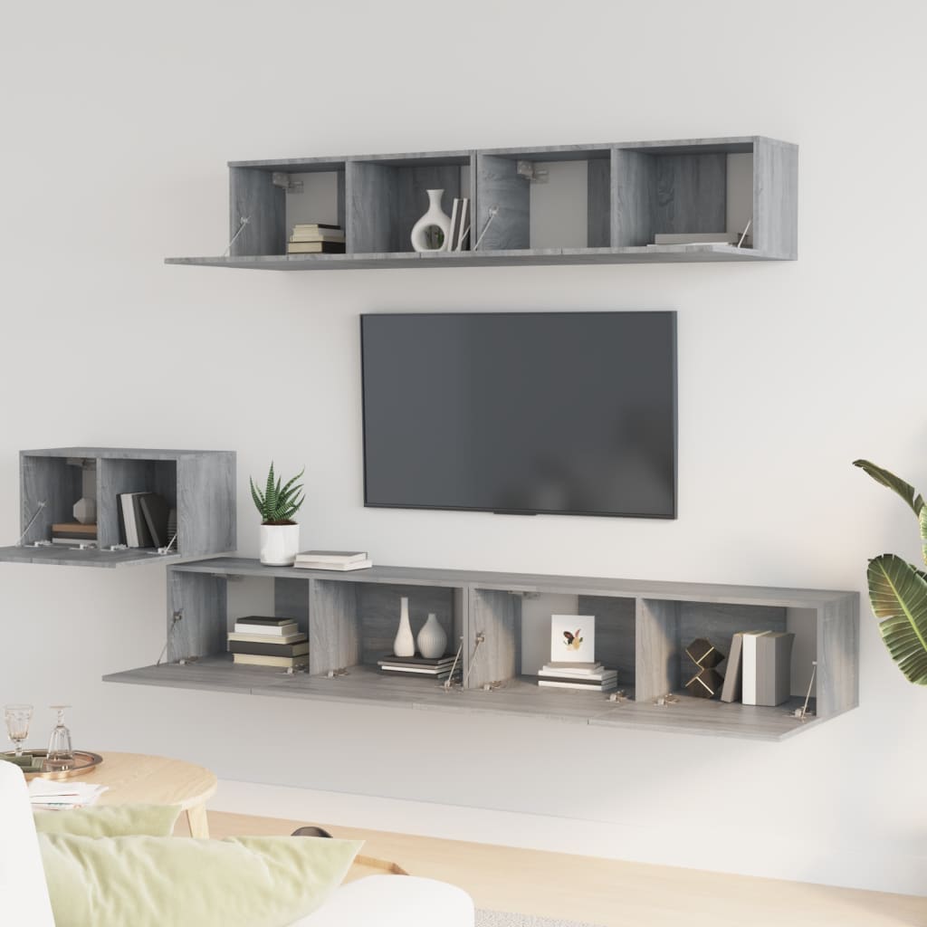 vidaXL 5-delige Tv-meubelset bewerkt hout grijs sonoma eikenkleurig afbeelding