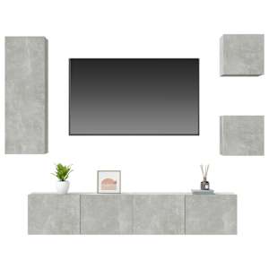 5dílný set TV skříněk betonově šedý kompozitní dřevo - obrázek 4
