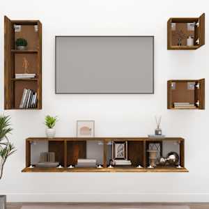 vidaXL Ensemble de meubles TV 5 pcs Ch&ecirc;ne fum&eacute; Bois d'ing&eacute;nierie