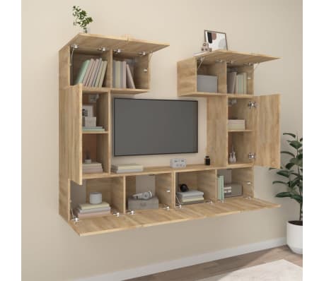 vidaXL 6d&iacute;ln&yacute; set TV skř&iacute;něk dub sonoma kompozitn&iacute; dřevo