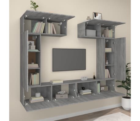 vidaXL 6-osainen TV-kaappisarja harmaa Sonoma tekninen puu