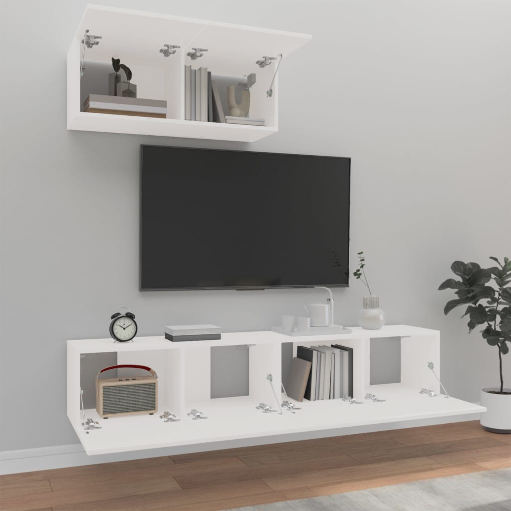 vidaXL 3-delige Tv-meubelset bewerkt hout wit afbeelding
