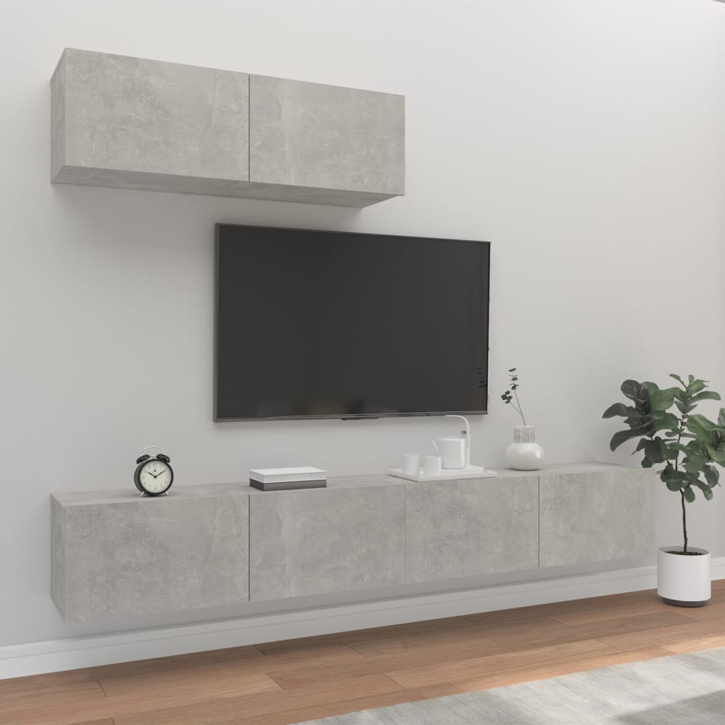 vidaXL 3-czciowy zestaw szafek telewizyjnych, szaro betonu