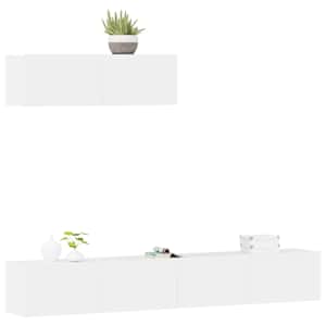 vidaXL TV spintelių komplektas, 3 dalių, baltas, mediena, blizgus