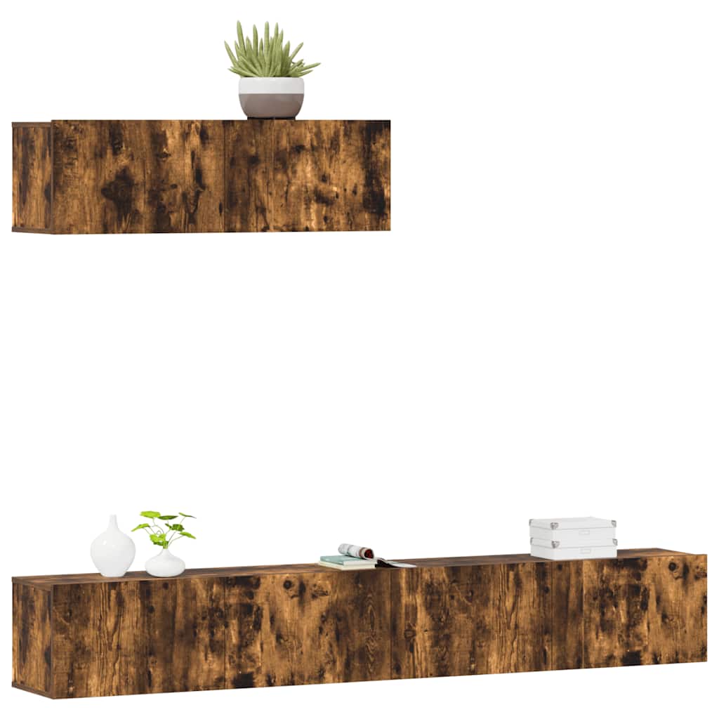 Thumbnail - vidaXL 3-tlg. TV-Schrank-Set Räuchereiche Holzwerkstoff