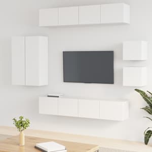 8dílný set TV skříněk bílý kompozitní dřevo - obrázek 1
